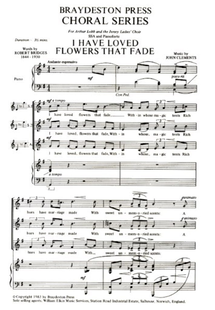 I Have Loved Flowers That Fade